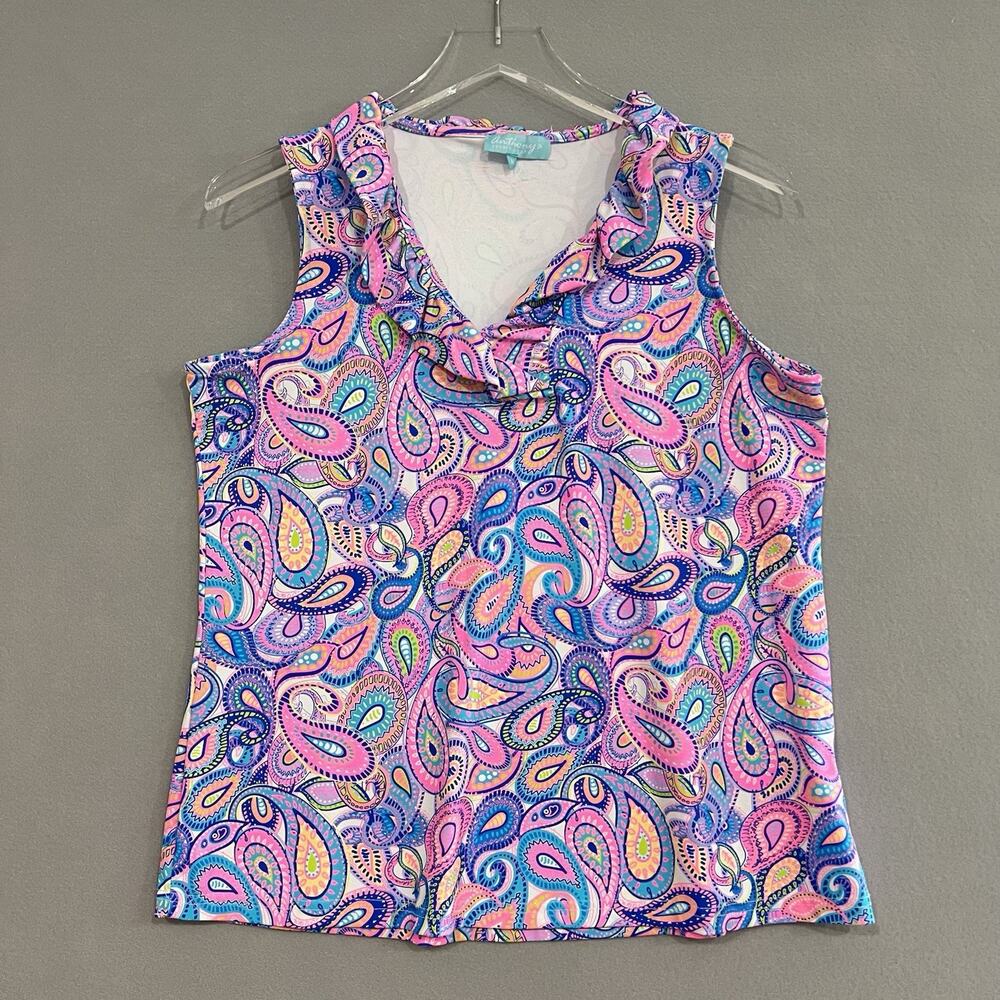 Anthony's Resort Wear Sleeveless Top Size Medium Multicolor Paisley Print